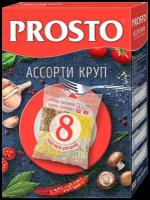 Упаковка 12 штук Ассорти круп гречневая, пшено, пшениная, перловая Prosto 500г (8 х 62,5г)(96 пакетиков)