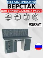 Слесарный верстак SMART 1760.1-1. P. Y.1. d универсальный в гараж,1364х1766х605