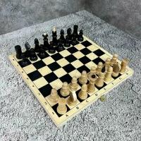 Шахматы обиходные дорожные с деревянными фигурами, 29х29