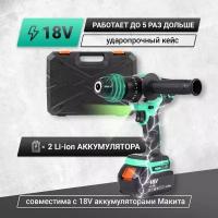 Дрель-шуруповерт аккумуляторная ударная Zitrek Green Impact 18V (18В, Li-ion 2x4.0Ач)