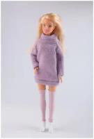 Платье - свитер и гольфы, сиреневый (Одежда для кукол Барби)