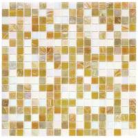 Стеклянная Мозаика для кухни на фартук смешанного цвета чип 15 Alma MIX15-BG336-Volantis бежевый перламутр