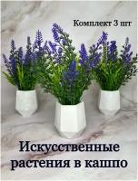 Искусственная трава осока в гипсовом кашпо набор из 3 шт искусственные цветы