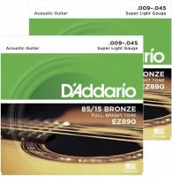 Струны для гитары акустической металлические комплект 6 шт, D Addario EZ890