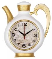 Настенные часы Рубин Чайник 2622-002 с плавным ходом / арабский циферблат / 1хАА / белый с золотом, 26.5х24см