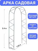 Арка садовая металлическая Елочка, разборная опора для вьющихся растений, труба 16 мм, высота 2.4 м