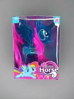 Музыкальная светящаяся фигурка Little pony маленькая пони синяя, в коробочке