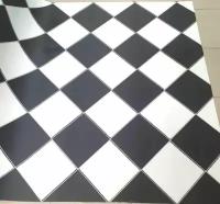 Линолеум полукоммерческий Juteks Forward Chess 3, цвет Черный/Белый, основа Вспененная, размер 1,5 м на 3,5 м, вес 9,19 кг