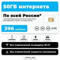 Тариф для планшета с 50 гб интернета 3G/4G/LTE за 396 руб/мес (модемы, роутеры, планшеты) + в тариф включена раздача