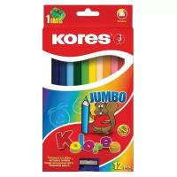 Kores Карандаши цветные Jumbo, 12 цветов с точилкой (128905), 12 шт