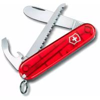 Нож My First Victorinox, 84 мм, 9 функций, полупрозрачный красный