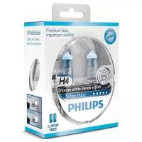 Лампа автомобильная галогенная Philips H4 White Vision 3700K 12V 60/55W + W5W 12V 5W 2 шт
