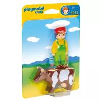 Набор с элементами конструктора Playmobil 1-2-3 6972 Фермер с коровкой