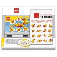 52283 Канцелярский набор с конструктором: книга для записей (143/215мм, 192 листа, линейка) с черной гелевой ручкой (толщина линии 0,70 мм) и минифигурой (конструктором) из 10 элементов LEGO Classic - Duck Build (Собери Утенка)
