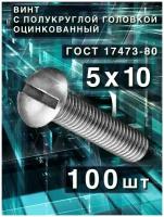 Винт 5х10, с полукруглой головкой, 100 шт, ГОСТ 17473-80