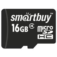 Карты памяти Smartbuy Карта памяти Smartbuy microSD, 16 Гб, SDHC, класс 4, с адаптером SD