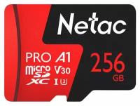 Карта памяти MicroSDXC 256GB Netac P500 Extreme Pro Class 10 UHS-I A1 V30 (100 Mb/s) без адаптера