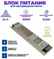 Источник напряжения Блок питания 24В IP20 200Вт Compact Strait. Ультратонкий Блок питания для светильников, драйвер для светодиодной ленты