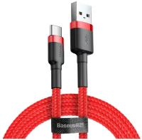 Кабель Baseus Cafule USB-A/USB-C 3A (CATKLF-A/CATKLF-B), 1 м, 1 шт., красный