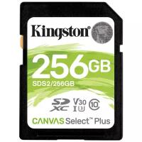 Карта памяти Kingston Canvas Select Plus SDXC 256 ГБ Class 10, V30, UHS-I U3, R/W 100/85 МБ/с, 1 шт., черный
