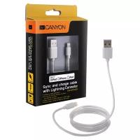 Кабель круглый Canyon Lightning 8-pin MFI - USB белый 1 м