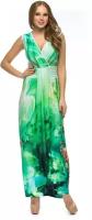 Платье Мадам Т, вискоза, повседневное, полуприлегающее, макси, размер 46, зеленый