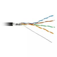 Кабель витая пара F/UTP 5e кат. 4 пары Hyperline FUTP4-C5E-S24-OUT-PE-BK-500 24AWG(0.51 мм), медь, одножильный (solid), внешний, PE, чёрный, уп/500м