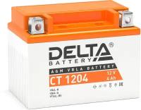 Мото аккумулятор Delta CT 1204 12В 4 Ач(YB4L-A, YB4L-B, YTX4L-BS) AGM, аккумулятор для мотоцикла, квадроцикла, скутера, снегохода