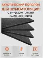 Шумофф Practik Flex 10 серый - Звукопоглощающий, уплотнительный материал / Самоклеющийся акустический поролон / Шумоизоляция для автомобиля