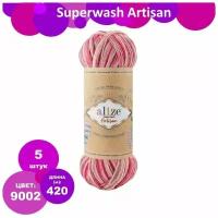 Пряжа для вязания ALIZE 'Superwash Artisan', 100г, 420м (75% SW шерсть, 25% полиамид) (9002 секционный), 5 мотков