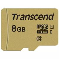 Карта памяти Transcend TS*USD500S 8 GB, чтение: 95 MB/s, запись: 60 MB/s, адаптер на SD