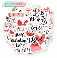 Наклейки - Love, валентинки - 66шт