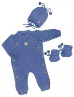 Вязаный комбинезон для новорожденного, Dream Royal, синий, размер 56