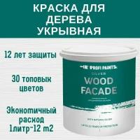 PROFIPAINTS Краска для дерева и OSB укрывная износостойкая ProfiPaints SILVER WOOD FACADE 0.9л, RAL-7024