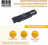 Аккумуляторная батарея для ноутбука Fujitsu LifeBook A532 10.8V 5200mAh FMVNBP213 OEM