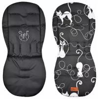 Матрасик-вкладыш в коляску Leo Baby Summer Seat Liner, цвет Чёрный / Кошки