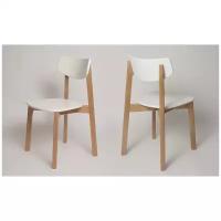 Комплект стульев Вега деревянный для кухни 2 шт, Дуб золотой/Белая эмаль
