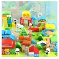 Конструктор деревянный город, деревянные игрушки, деревянные кубики развивающий деревянный конструктор, деревянные игрушки машинки