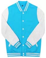 Куртка бомбер / Street Style / Varsity Classic Jacket V 2 / голубой с светло-серыми рукавами / (M)