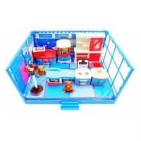 Набор игровой Счастливые друзья Модульная комната Кухня с мебелью и фигурками животных, 12 предметов, в коробке, PT-00909