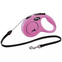 Поводок-рулетка Flexi New Classic cord S 5m 12 kg pink