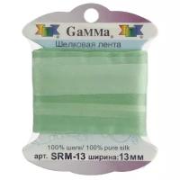 Тесьма декоративная Gamma шелковая, 13 мм, 9,1 +/- 0,5 м, цвет светло-зеленый и зеленый (M042) (SRM-13)