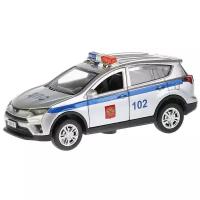 Полицейский автомобиль ТЕХНОПАРК Toyota RAV4 Полиция (RAV4-P-SL) 1:40, 12 см, серебристый/синий