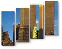 Модульная картина Всемирный торговый центр за Статуей Свободы100x86