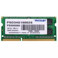 Модуль памяти Patriot Memory SL 4GB DDR3 1600MHz SODIMM 204-pin CL11 PSD34G16002S