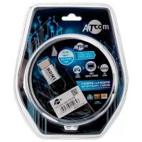 Кабель HDMI 3 m ATCOM (HIGH speed, Metal gold, ver2.0, в чулке, блистер)