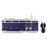 Комплект клавиатура + мышь Гарнизон GKS-510G Silver-Black USB, черный, английская/русская