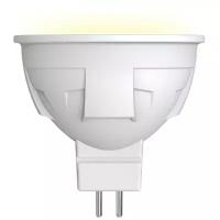 Светодиодная лампа Uniel LED-JCDR 6W/WW/GU5.3/FR PLP01WH Форма «JCDR», матовая. Серия яркая. Теплый белый свет (3000K). Картон. ТМ