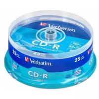 Диск CD-R Verbatim 43432 700МБ, 80 мин, 52x, 25 шт, Cake Box, DL