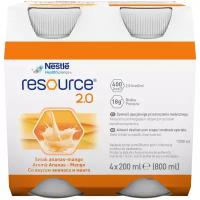 Resource (Nestle) 2.0, готовое к употреблению, 200 мл, ананас-манго, 4 шт